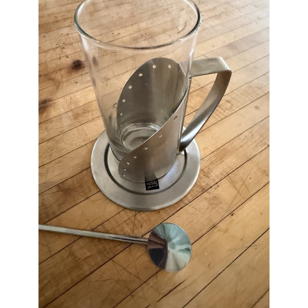 VINTAGE ZACK Zeta" perforated Y2K MCM COFFEE CUP SPOON HOLDER SAUSER RARE